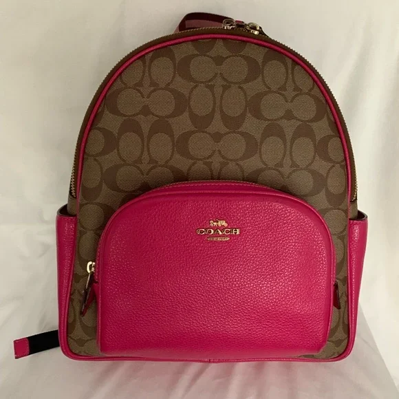 Coach | Bags | Coach Signature Brown And Pink Backpack  display picture 3